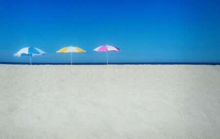 Three Beach Umbrellas